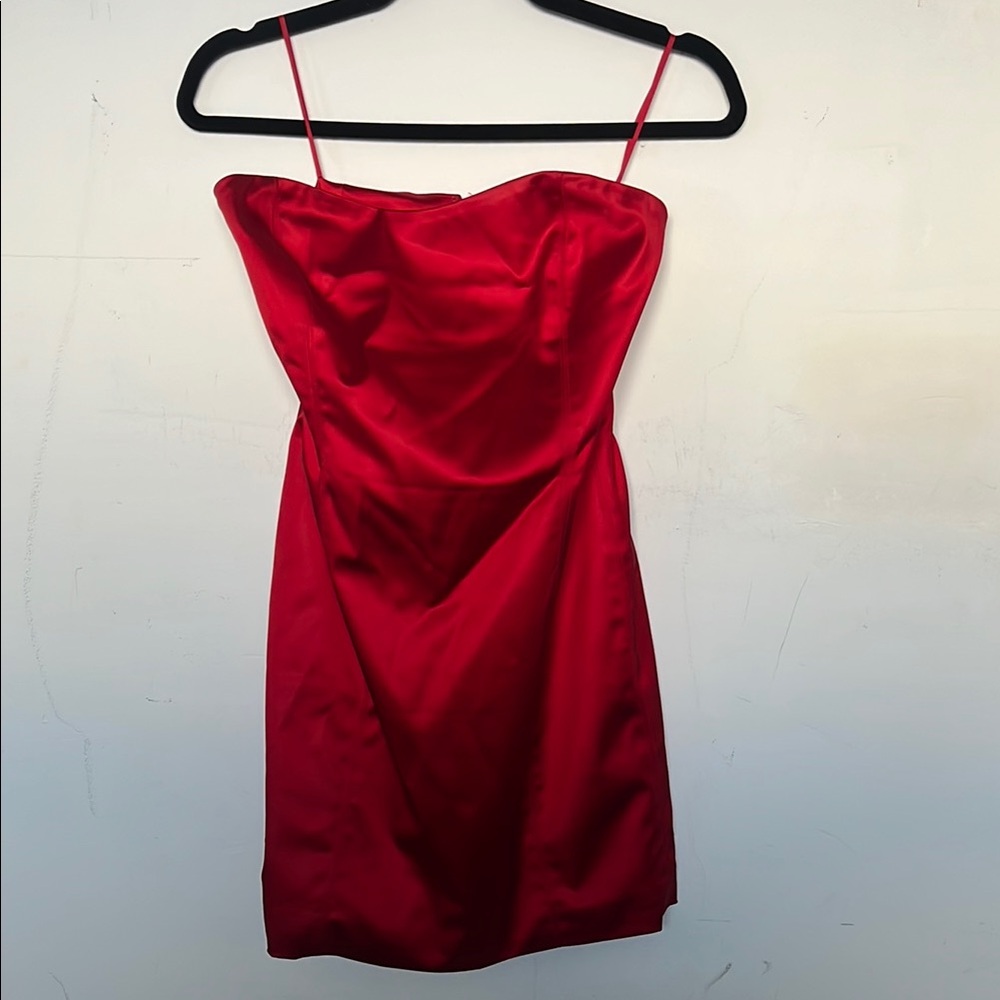 Elegant Red Spaghetti Strap Dress